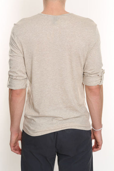 Oatmeal Henley Tee